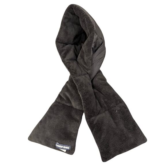 Black Lands End Padded Pull Through Scarf Fleece Puffer - Picture 1 of 5